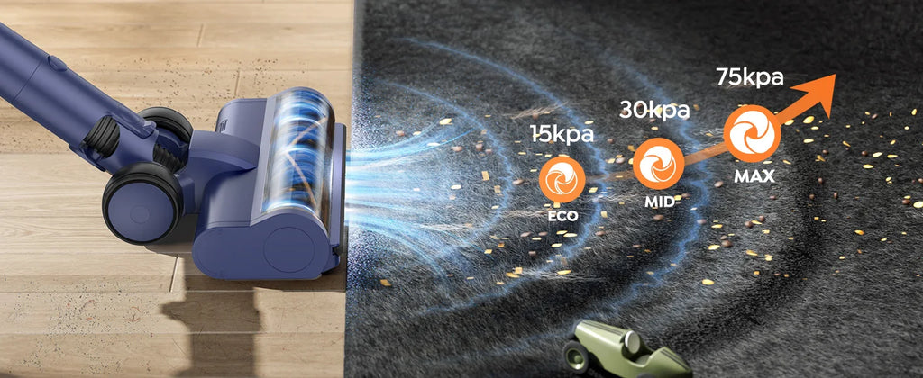 Laresar V11 650W 75000PA Ultra-robuster Akku-Staubsauger, 90 Minuten Laufzeit, herausnehmbarer Akku und intelligentes Display