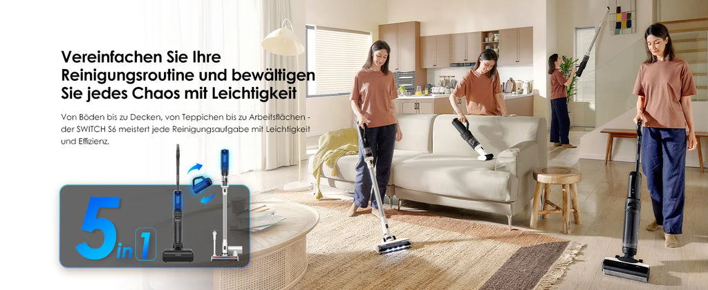 Tineco Floor One Switch S6 Staubsauger- und Wischroboter 5-in-1 mit Selbstreinigungsfunktion und doppelter rotierender Bürste für schnelle Reinigung