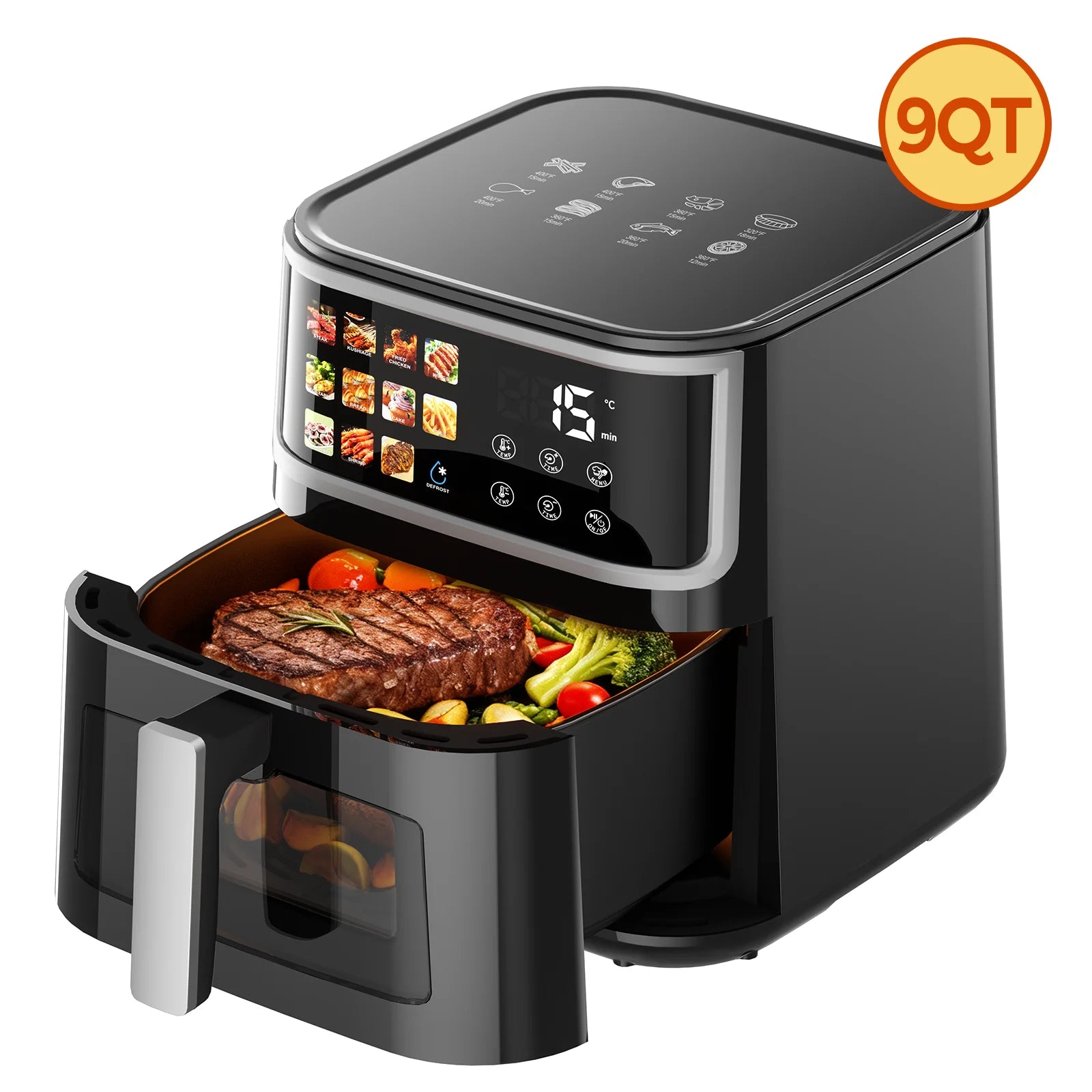 Patbrela Friggitrice ad Aria 8L 1700W con Touch Screen LED e 11 Funzioni Preimpostate