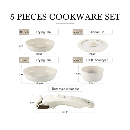 Donnor Set di pentole da cucina pressofuse antiaderenti da 5 pezzi con manico staccabile, vendita calda per la casa