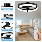 Ventilatore da soffitto LED reversibile a incasso con luce e telecomando, timer, dimmerabile, 6 velocità, motore DC ultra silenzioso, ventilatore rotondo per camera da letto e casa
