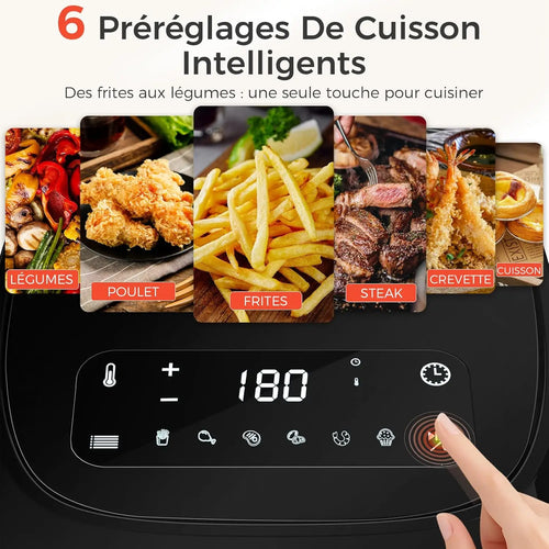 4,2L Heißluftfritteuse 1500W, mit 6 voreingestellten Programmen, LED-Touchscreen, einstellbarem Thermostat und Timer
