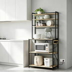 Modernes Ausstellungsregal, Kaffeestation, Küchenregal mit Steckdosen, Küchenschrank – Mini-Arbeitsstation für Kaffee und Geräteorganisation