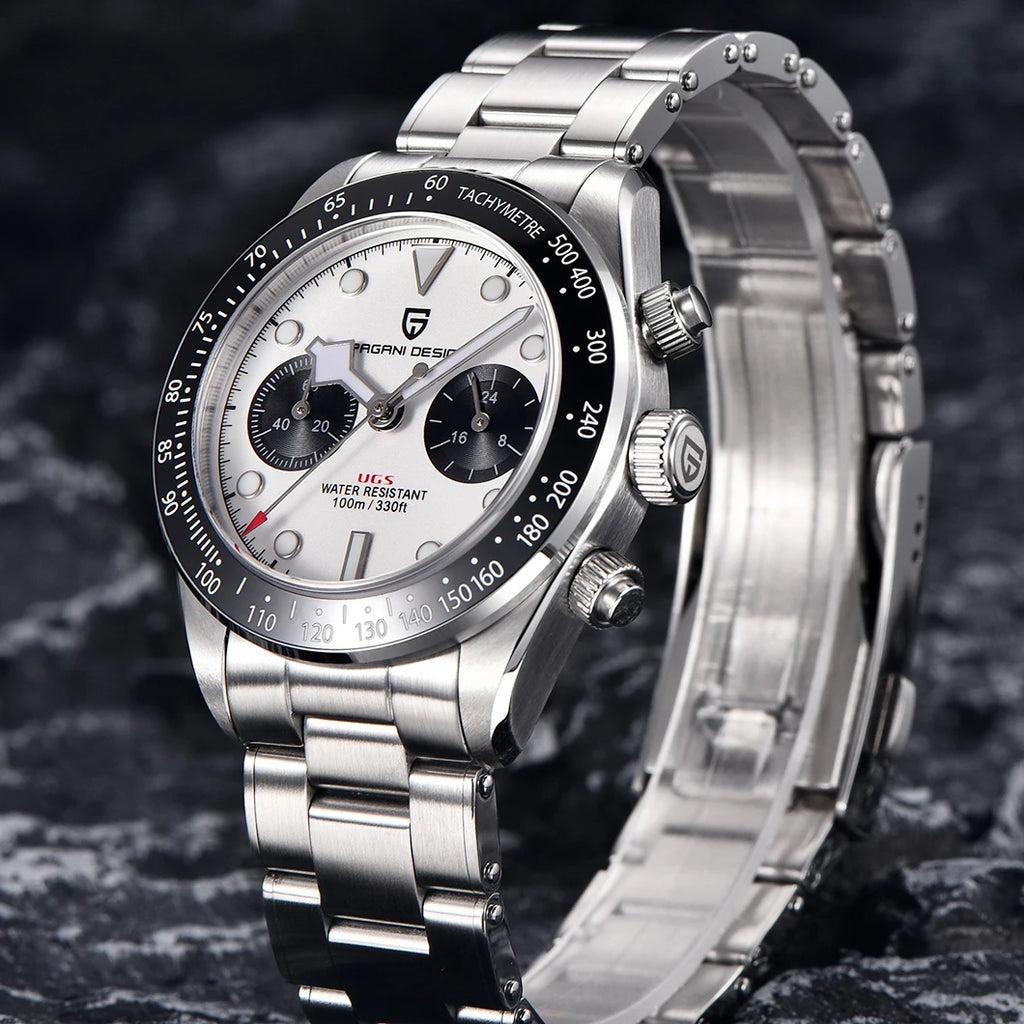 Orologio da polso PAGANI DESIGN PD1718 al quarzo cronografo vetro zaffiro acciaio inossidabile impermeabile 10 bar