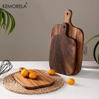 Holzschneidebrett mit Griff für Fisch, Käse, Brot, Dessert, Obst und Gemüse – Langlebiges und elegantes Design und lebensmittelecht