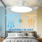IRALAN Plafoniere con ventilatore Pala del ventilatore retrattile intelligente Ventilatore elettrico domestico dimmerabile con telecomando Luce da soggiorno a LED