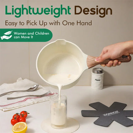 DONNOR 15/16 Pezzi Set di Pentole Antiaderenti, Padella, Pentola per il Latte, Pentola per Zuppa, Set da Cucina per Fornello a Gas e a Induzione