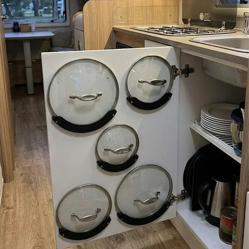 Mensole da cucina a parete, Porta taglieri circolari, Porta coperchi, Ganci, Portaoggetti per lavello, Utensili da cucina