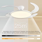 Ventilatore da Soffitto Invisibile con Luce, Pale Retrattili, Grande Ventilatore Elettrico per Raffreddamento e Ventilazione, Telecomando, Illuminazione Dimmerabile