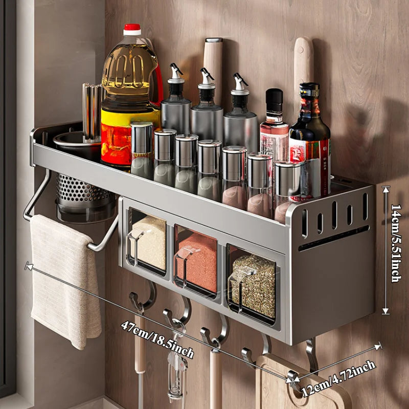 Scaffale portaoggetti da parete per cucina, portaoggetti drenabile per coltelli, bacchette, organizer combinato per spezie da cucina