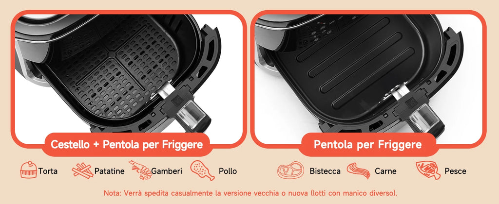 Aigostar Friggitrice ad aria 7 litri, 1900W, Nero, 7 programmi, Forno a convezione 360°