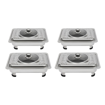 4/8 Pezzi Teglia Chafer da Buffet con Coperchio Scaldavivande Rettangolare per Ristorante