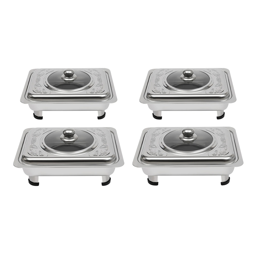 4/8 Stück Chafer-Pfannen-Buffet-Servierbehälter mit Deckel, rechteckiger Speisenwärmer-Pfannen-Servierbehälter