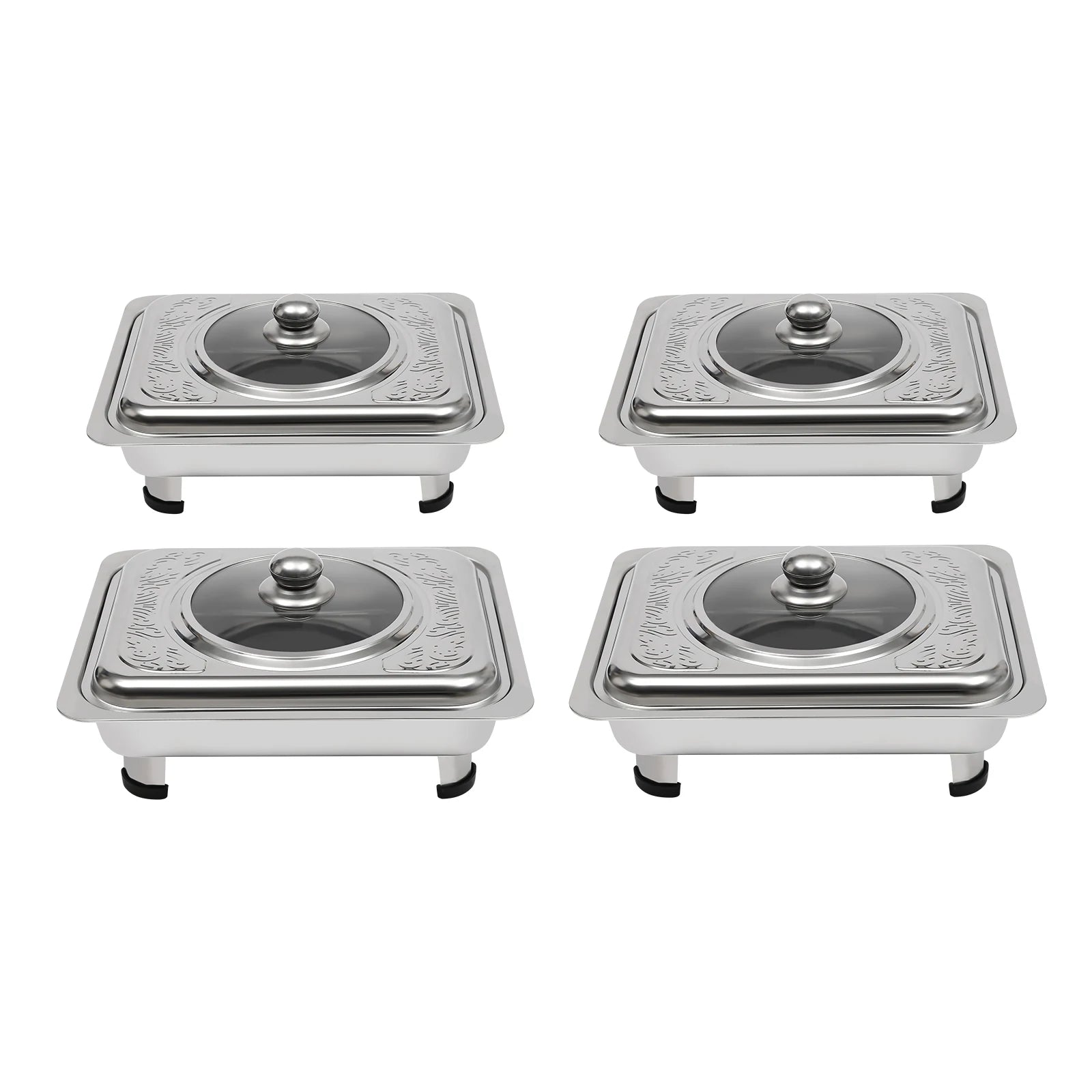 4/8 Stück Chafer-Pfannen-Buffet-Servierbehälter mit Deckel, rechteckiger Speisenwärmer-Pfannen-Servierbehälter