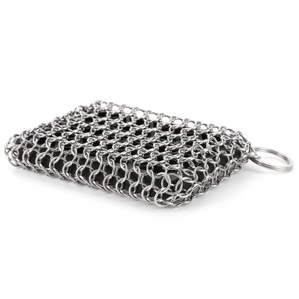 Cast Iron Cleaning Brush with Hanging Ring, Stainless Steel Brush for Seasoned Cast Iron Cookware