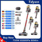 Tdyon 750W 85000PA Akku-Staubsauger, Ultrahohe Saugleistung, 80 Minuten Laufzeit, Handstaubsauger mit Wechselakku