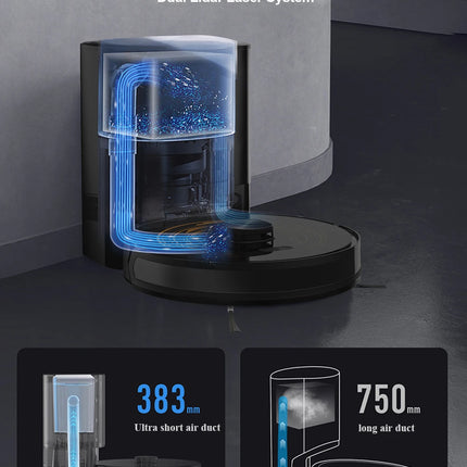 ABIR K30 Robot Vacuum Cleaner, Auto-Emptying Station, Lidar Laser, 6500PA Suction, Multi-Floor Mapping, Wet and Dry Appliance for Smart Home