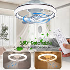 Ventilatore da soffitto a LED intelligente con altoparlante 360 °   Lampadario rotante moderno RGB con telecomando APP, lampadario a 6 velocità per interni domestici