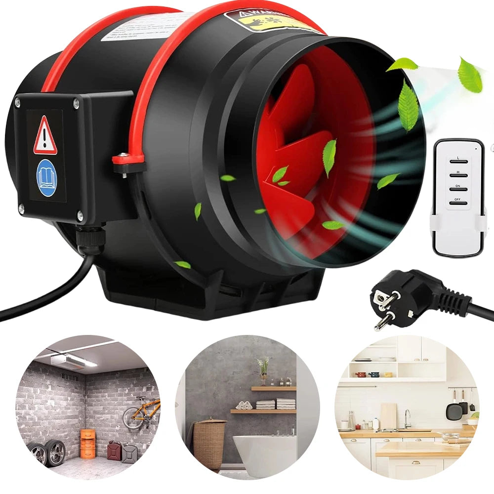 Ventilatore per condotto regolabile da 100 mm, ventilatore da incasso, aspiratore silenzioso da 310 m³/h con telecomando per bagno, toilette, cucina, serra, tenda, garage