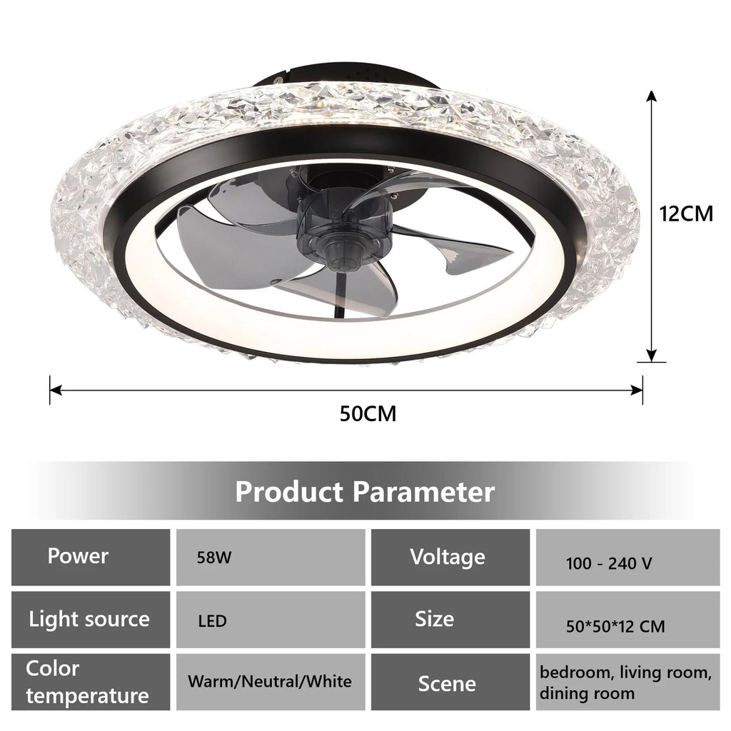 Ventilatori da Soffitto con Luce e Telecomando, Illuminazione Smart Moderna Nordica, Lampada da Soffitto di Lusso con Ventilatore a 6 Velocità