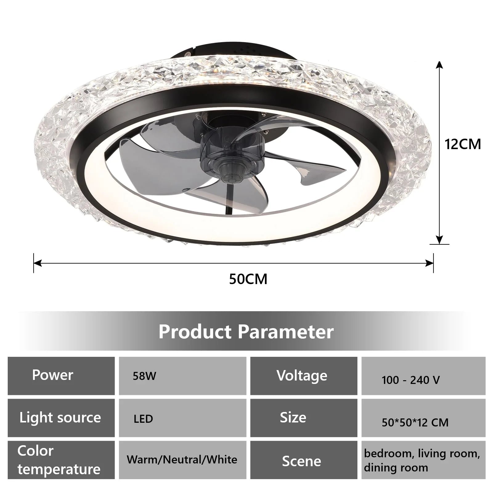 Ventilatori da Soffitto con Luce e Telecomando, Illuminazione Smart Moderna Nordica, Lampada da Soffitto di Lusso con Ventilatore a 6 Velocità