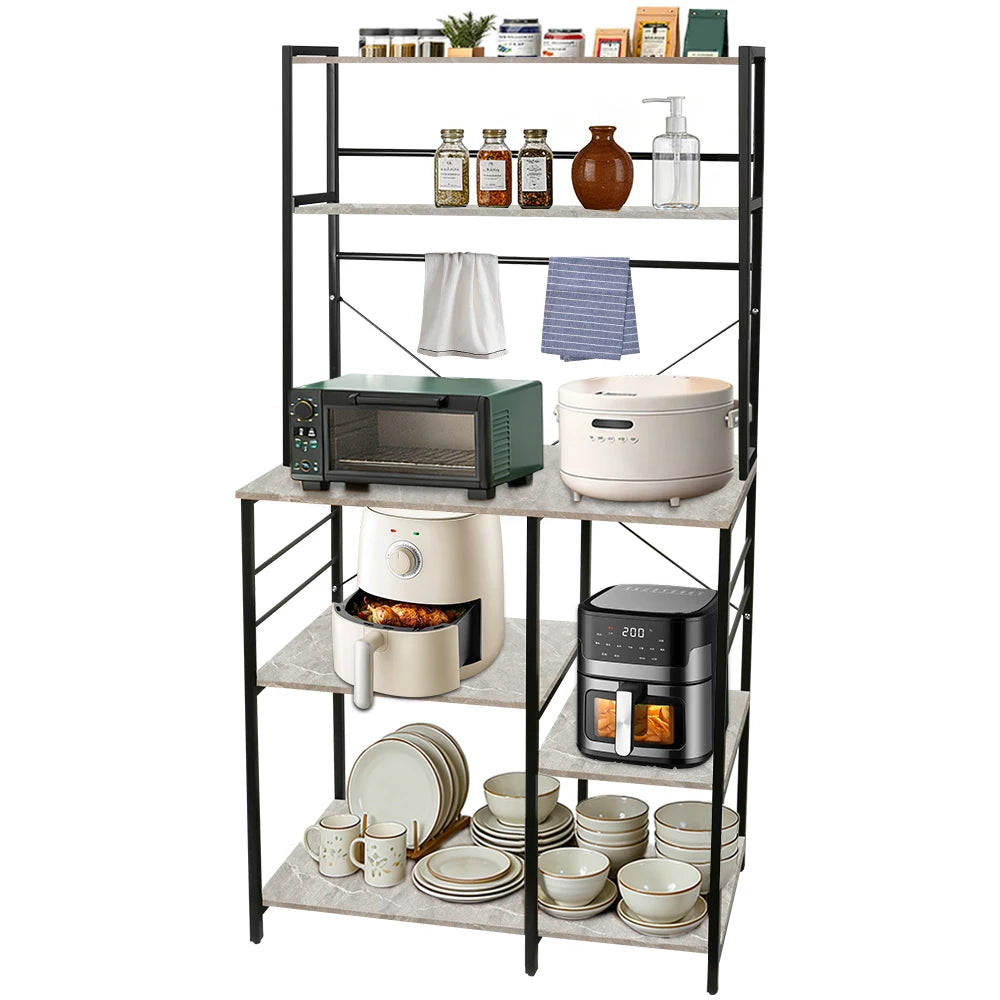 Kitchen shelf, free-standing shelf with 6 shelves, 40 x 86 x 167 cm, microwave shelf, for microwave, coffee machine and spices