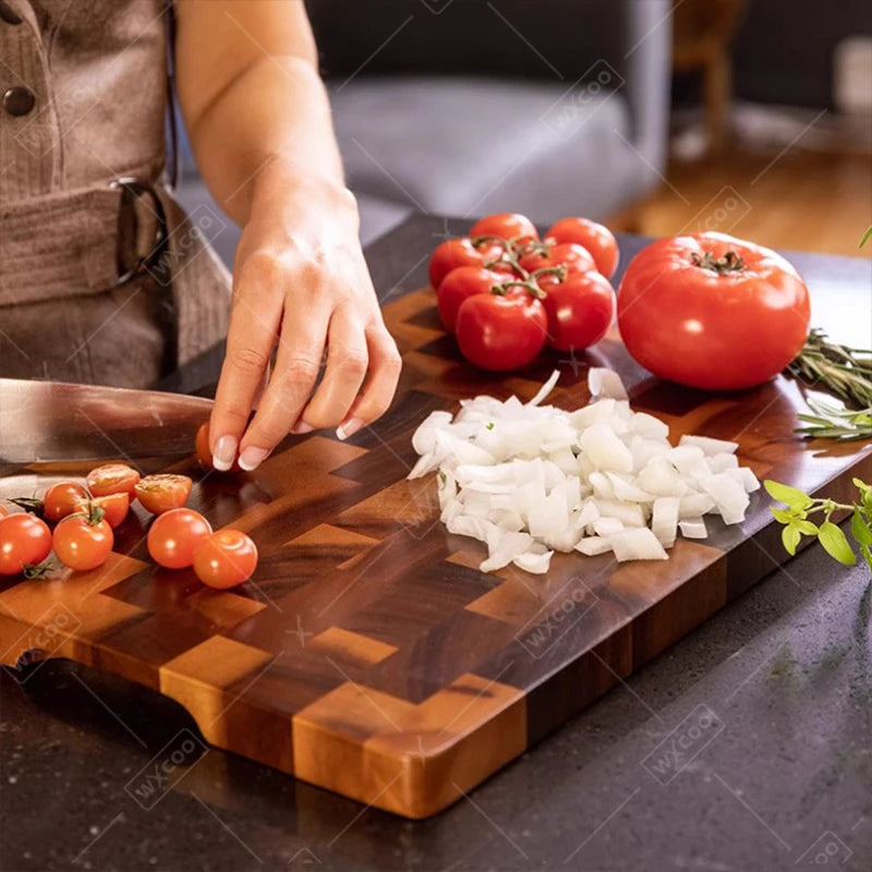 WXCOO Doppelseitiges Küchenschneidebrett aus Holz, Gemüseschneidebrett für Obst, Fleisch, Haushaltsküchenutensilien