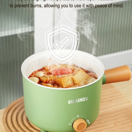 Mini fornello elettrico multifunzionale, pentola antiaderente, padella per ramen, fornello elettrico piccolo da 1,7 litri per dormitorio