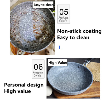 Durable Stone Frying Wok Nonstick Pan Ceramic Pot Induction Fryer Steak Cooking Gas Stove Pan Cookware Kitchen Set Tool