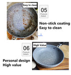 Durable Stein-Bratpfanne Wok Antihaft-Keramiktopf Induktionsfritteuse Steak Kochen Gasherd Pfanne Kochgeschirr Werkzeug für Küchenset
