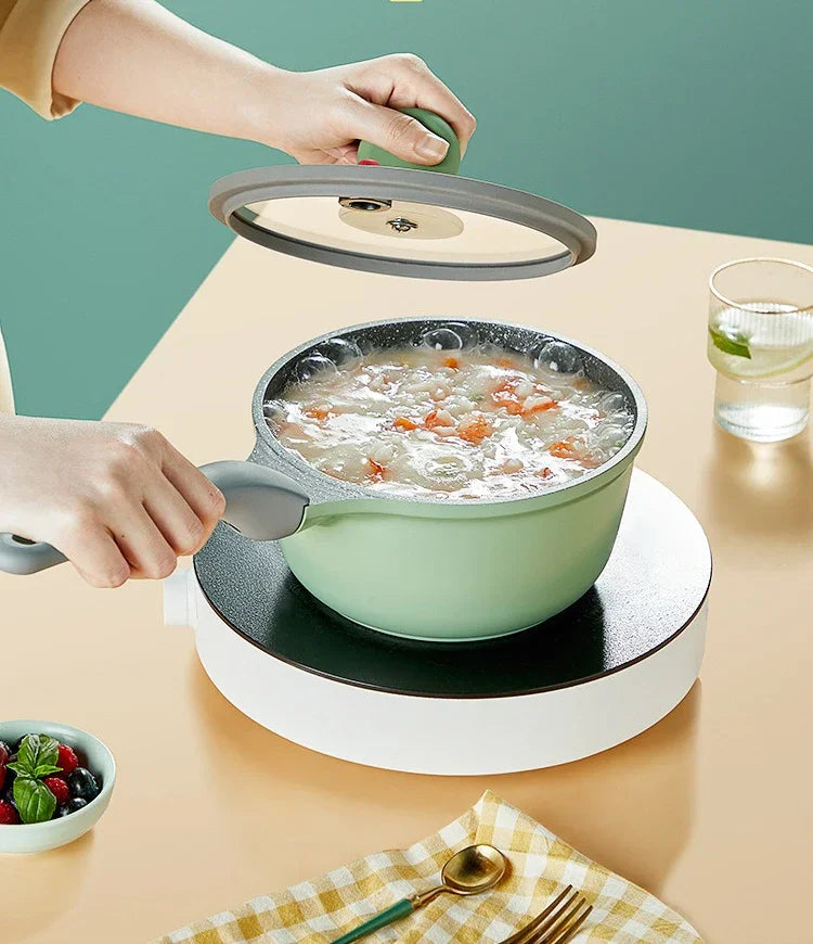 COOKER KING Pentola per il latte Padella antiaderente Micro pressione Rivestimento in pietra medica Pentola per alimenti per bambini Latte caldo Tagliatelle istantanee Pan Mini Pentola