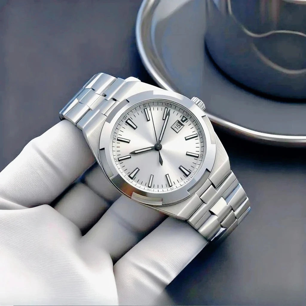 Moderne und elegante Herren-Sportuhren mit automatischem mechanischem Uhrwerk, präzisem und zuverlässigem Uhrwerk, internationalem Reise-Stil, schwarzem und blauem Zifferblatt
