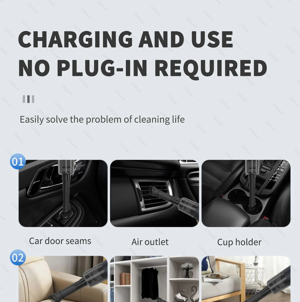 SZUK 98000PA Auto-Staubsauger Mini Leistungsstarke Reinigungsmaschine Starke Saugkraft Drahtloser Handstaubsauger für Zuhause und Auto