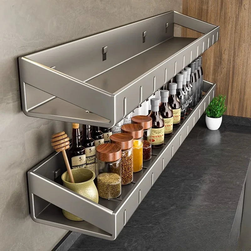 Condizionatori da cucina a parete Scaffale per spezie Scaffale per organizer Scaffale per cucina Organizzatori per scaffali da parete Gancio per appendere per la cucina
