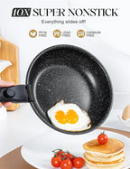 MICHELANGELO Padelle Antiaderenti Set Manico Rimovibile Padelle Rivestimento in Granito Padelle Non Tossicche Bistecca Frittata Padella Forno Sicuro