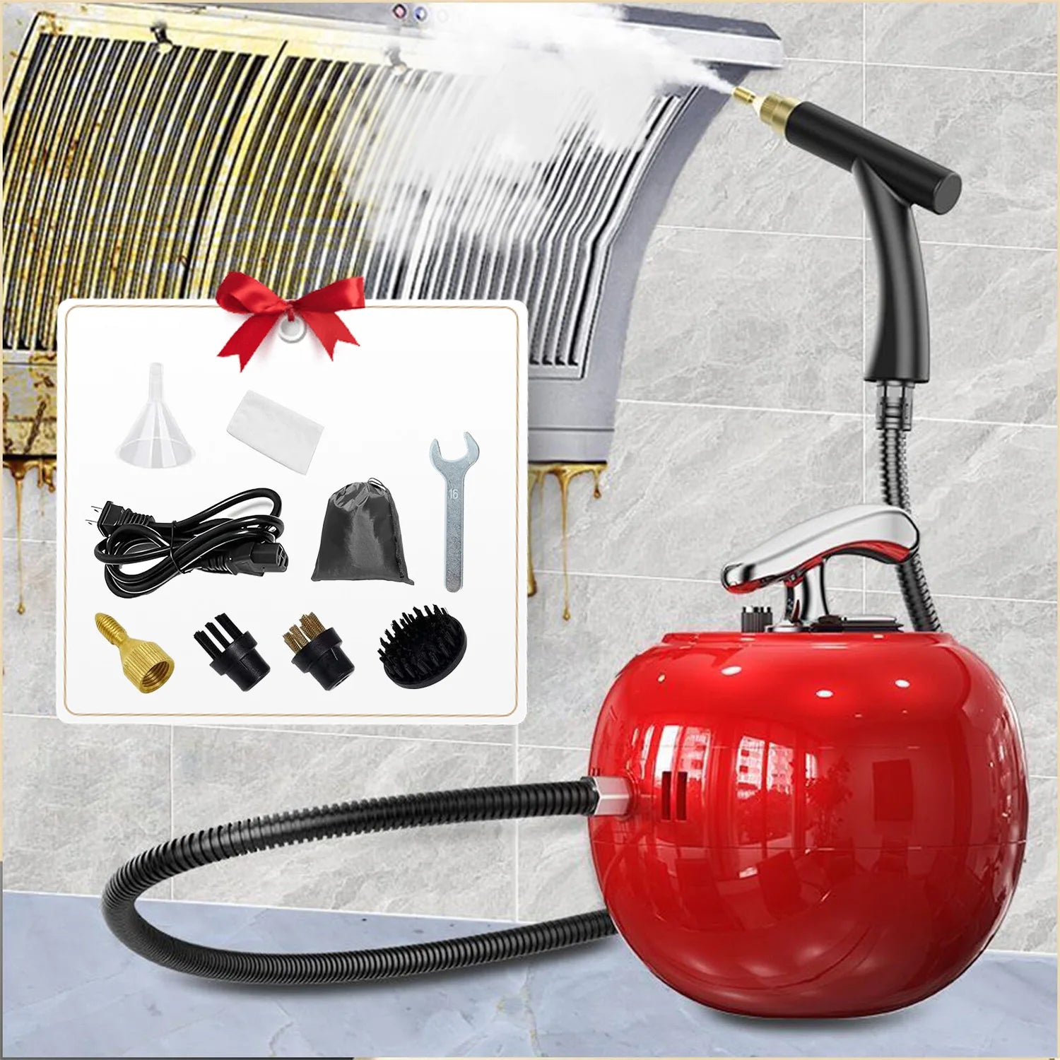 2000 W Hochdruck-Dampfreiniger, 1500 ml, Multifunktionsdüsen, Hochtemperaturwaschmaschine für die Reinigung von Klimaanlagen, Dunstabzugshauben sowie Böden in Haus und Auto.