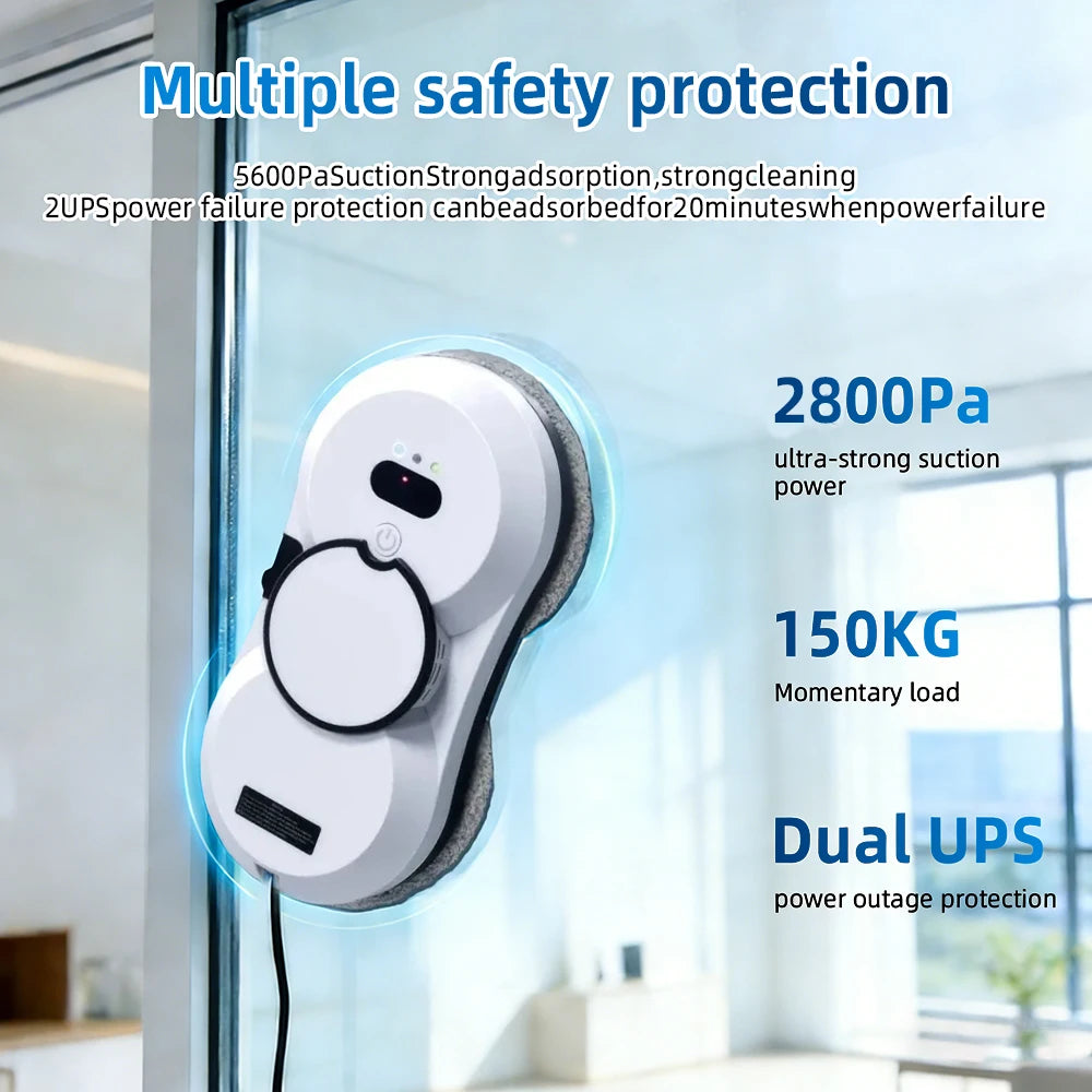 DIVEDEER Fensterputzroboter mit intelligentem Wasserspray, elektrischer Glasreiniger mit hoher Saugkraft, doppelseitiger Glasstaubsauger