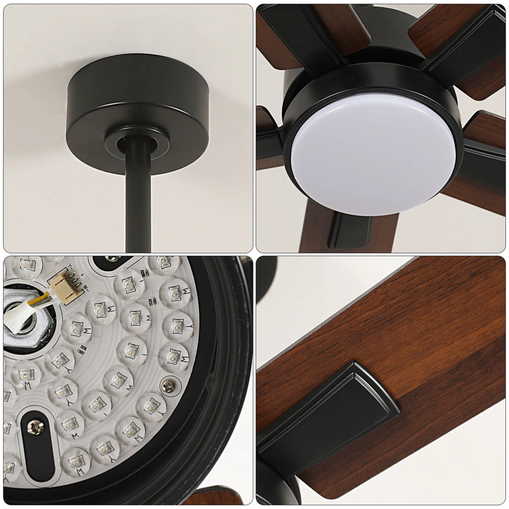 Ventilatore da Soffitto 52'' per Piccoli Ambienti: Ventilatori da Soffitto Moderni con Luce e Telecomando - Motore DC Reversibile Silenzioso Dimmerabile con 6 Velocità