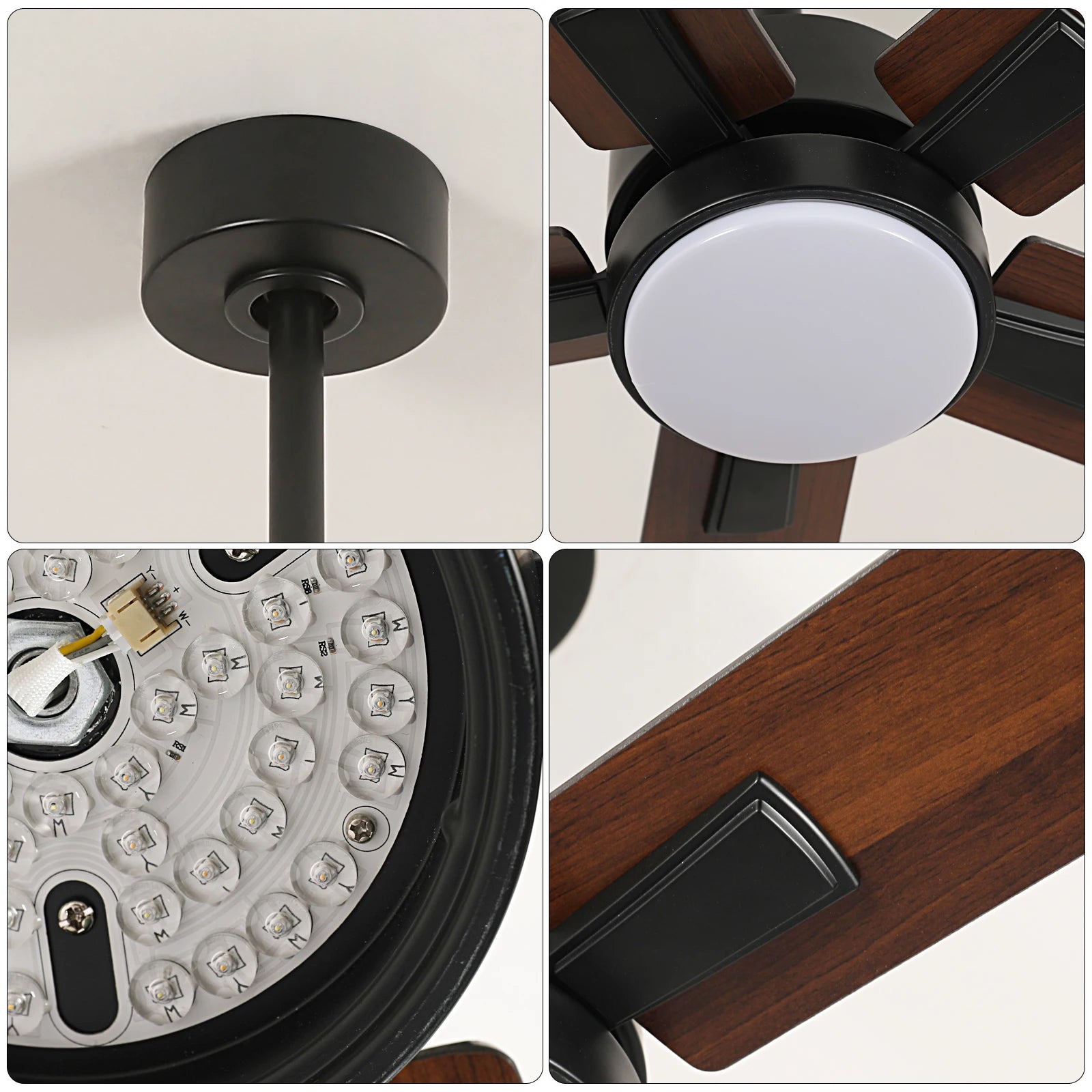 Ventilatore da Soffitto 52'' per Piccoli Ambienti: Ventilatori da Soffitto Moderni con Luce e Telecomando - Motore DC Reversibile Silenzioso Dimmerabile con 6 Velocità