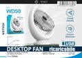 Ventilatore USB Portatile WETECH, Ventilatore da Tavolo Ricaricabile a 3/5 Velocità, Raffreddatore Personale Silenzioso per Casa, Ufficio e Uso Esterno