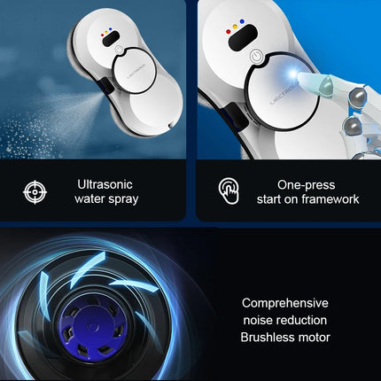 Robot lavavetri ultrasottile Liectroux HCR-10 con spray ad acqua a ultrasuoni, robot aspirapolvere per finestre, tergivetro per la casa, pulizia a secco e umida, percorso AI