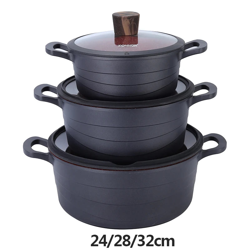 DONNOR 15 Pezzi Pentole e Padelle in Ceramica Set di Pentole Sane Antiaderenti Set da Cucina Set da Cucina con Padella a Induzione RV Set JT530