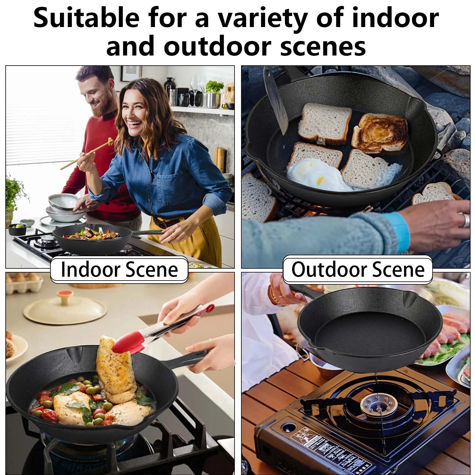 Padella Antiaderente per Cucina, Pentola per Uova e Omelette, per Fornelli a Gas, Induzione, Forno, Campeggio, Grigliate e Accessori BBQ