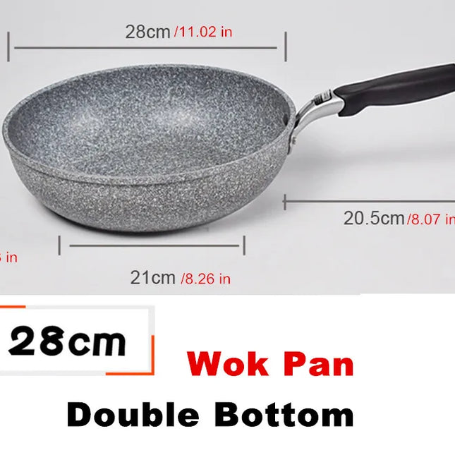 Padella antiaderente Wok in pietra resistente Padella per bistecca domestica Pancake Fornello a induzione fritto Fornello a gas Set di pentole per la cucina