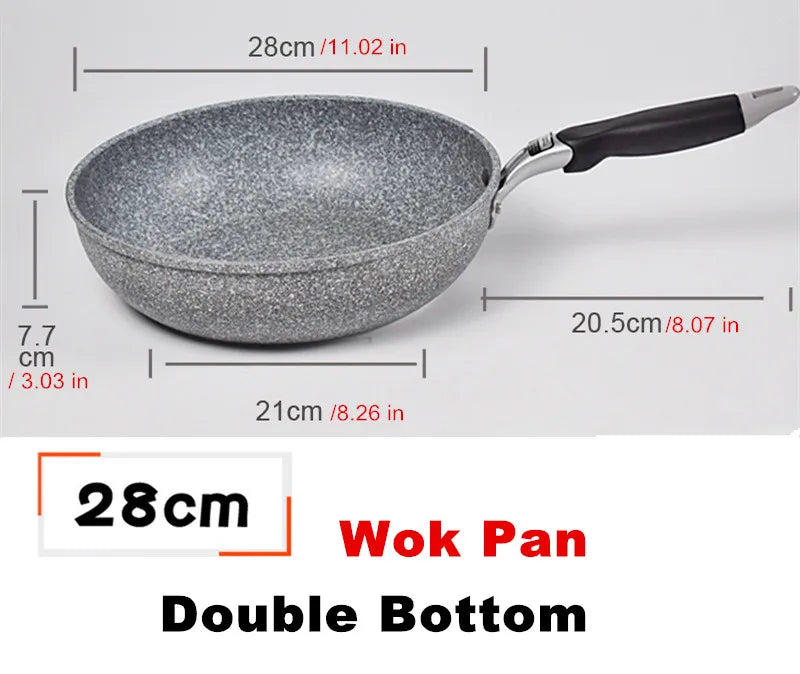 Padella antiaderente Padella Wok in pietra resistente Padella per bistecca domestica Pancake fornello a induzione fritto fornello a gas Set di pentole per la cucina
