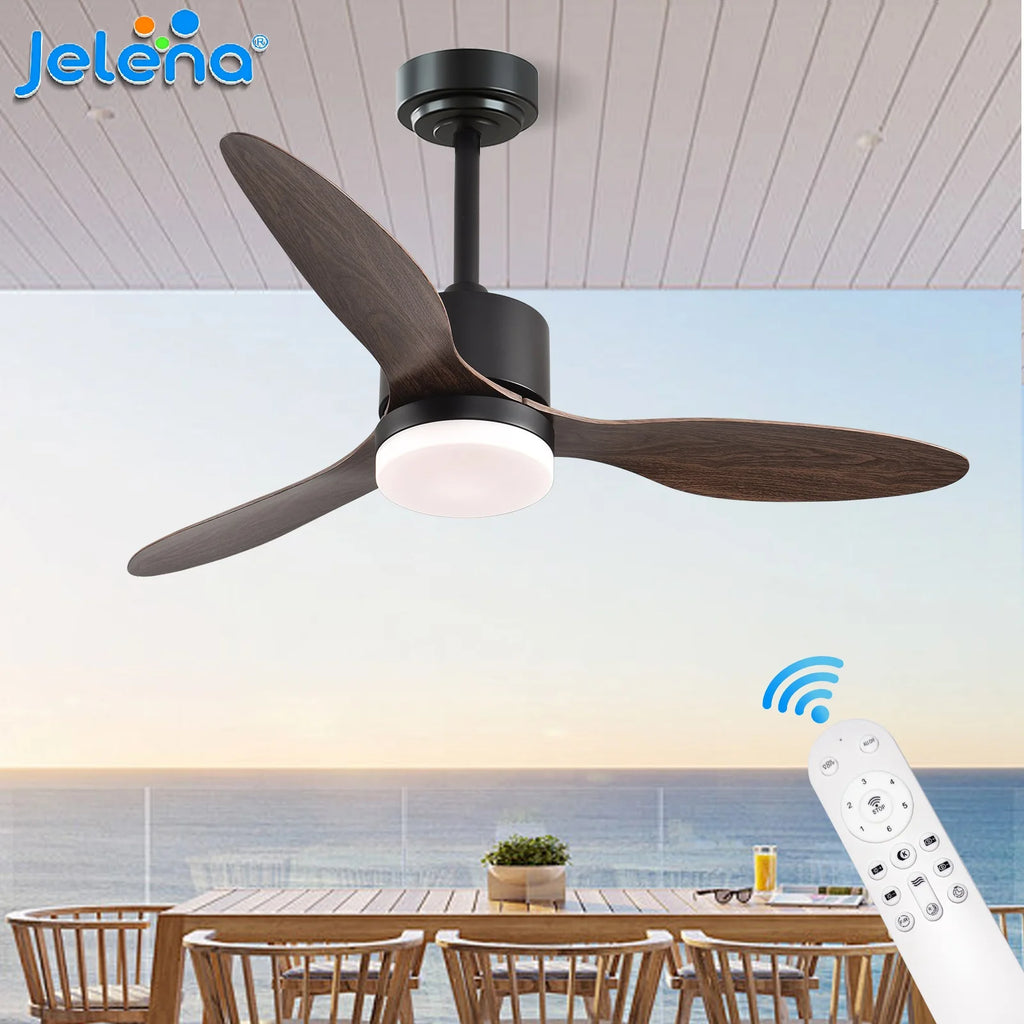 Ventilatore da Soffitto a Risparmio Energetico da 42-52 Pollici con Luce e Telecomando Ventilatore Elettrico Reversibile a 3 Pale, Ventilatore da Soffitto a Basso Profilo per Caffetteria, Casa, Hotel, Ufficio, Bungalow