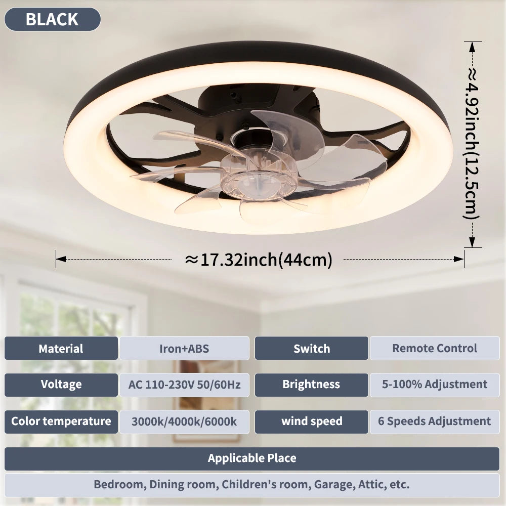 Ventilatore da Soffitto Intelligente XINGOO Nordic con Luce e Telecomando, Decorazione per Camera da Letto, Ventilatore con Pale Invisibili