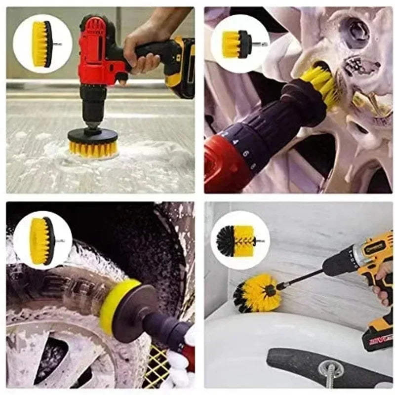 3/5 pezzi kit spazzola per trapano elettrico spazzola per pulizia elettrica per moquette superficie del bagno vasca mobili doccia piastrelle pneumatici strumento di pulizia