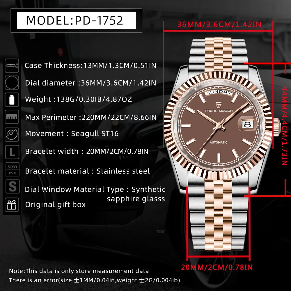 PAGANI DESIGN emailliertes Zifferblatt 2025 neue Herrenuhren DD36 Silber Gold automatische Luxus-Herrenuhr wasserdichte mechanische Armbanduhr