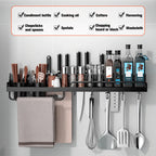 Supporto da parete per portaspezie sospeso, portavasi sospeso, portabottiglie salvaspazio con ganci, ripiano da cucina per utensili